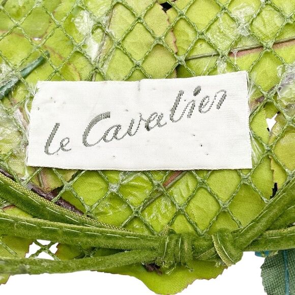 Vintage 1950s Le Cavalier Floral Hat w/ Veil White Roses Blue Accents Netting main image 13